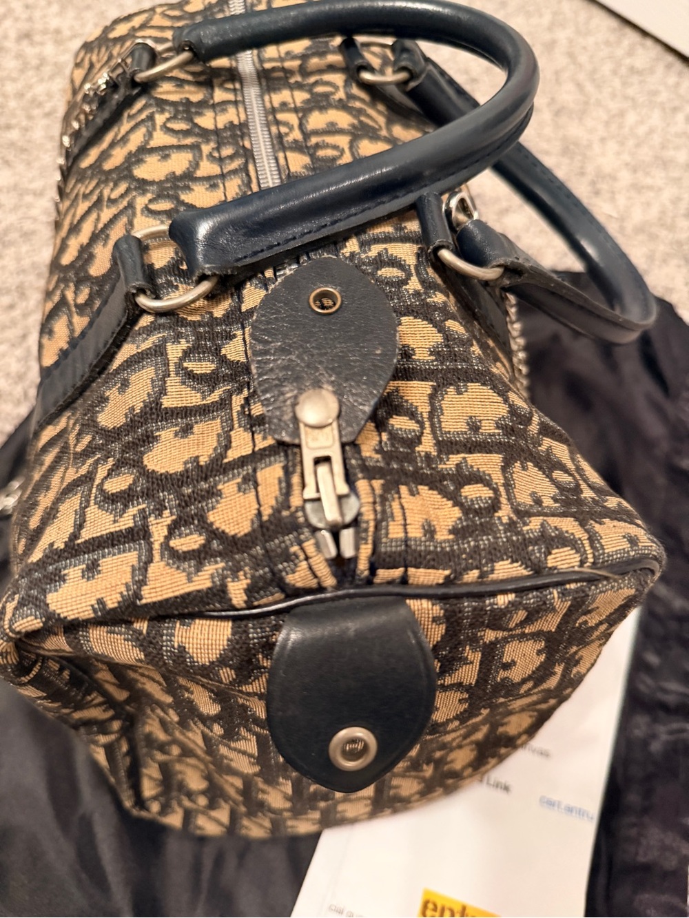 Auth DIOR Monogram Canvas Satchel with COA, unbranded chain & unbranded dustbag - Picture 6 of 12